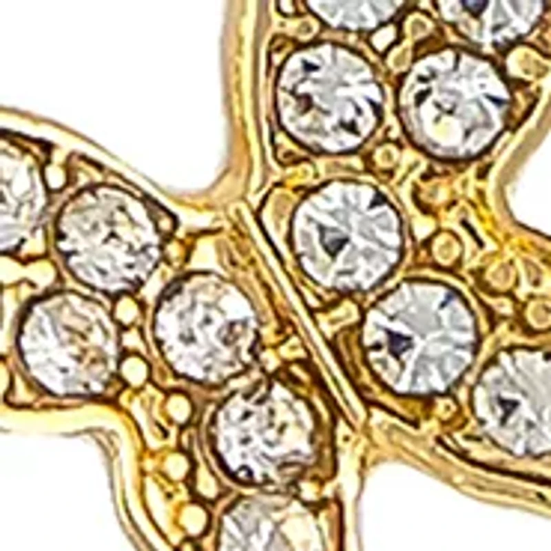 Gold Tone Crystal Butterfly Linear Post Drop Earrings