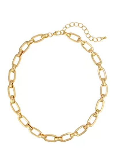 Gold-Tone Short Oval Chain Link Necklace