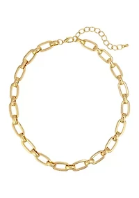 Gold-Tone Short Oval Chain Link Necklace