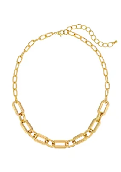 Gold-Tone Rectangular Chain Link Frontal Necklace 