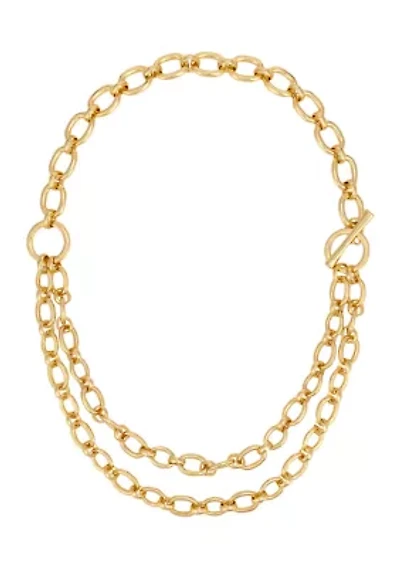 Gold-Tone 2-Row Chain Link Necklace 