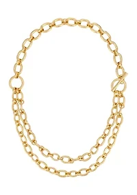 Gold-Tone 2-Row Chain Link Necklace 