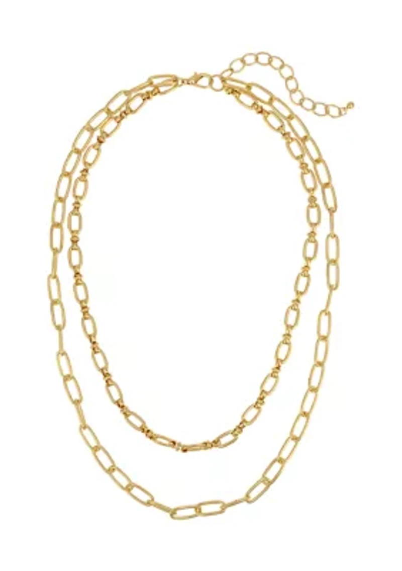 Gold-Tone 2-Row Short Chain Link Necklace