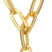 Gold Tone Two Row Layered Chain Link Y Necklace