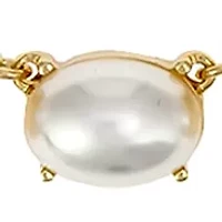 Gold Tone Pearl Cabochon Necklace
