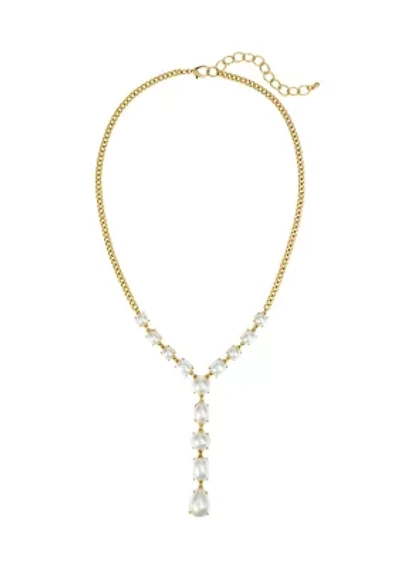 Gold-Tone Pearl Cabochon Y-Necklace 