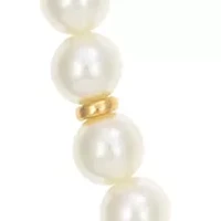 Gold Tone Long White Pearl Necklace