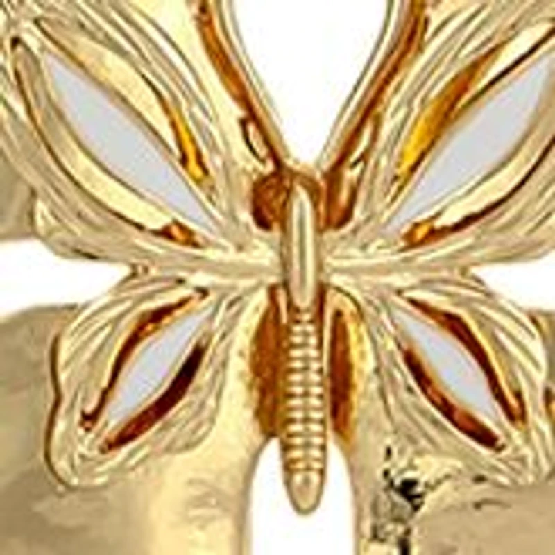 Gold Tone Long Butterfly Pendant Necklace