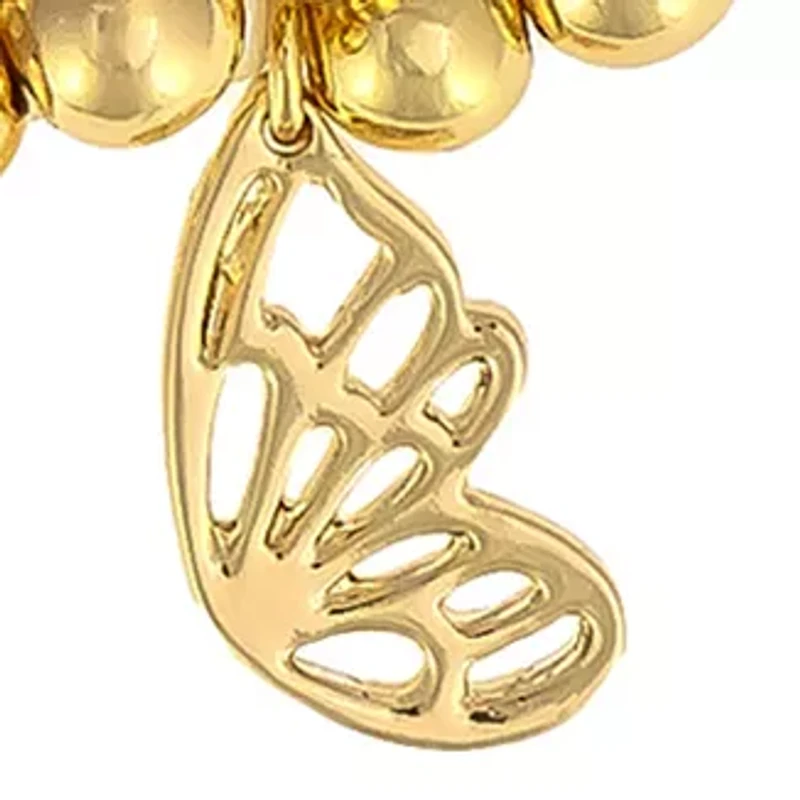 Gold Tone Beaded Butterfly Charm Bracelet - Set of 3