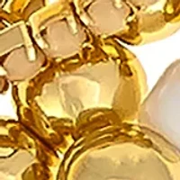 Gold Tone Beaded Stone Butterfly Charm Bracelet Set