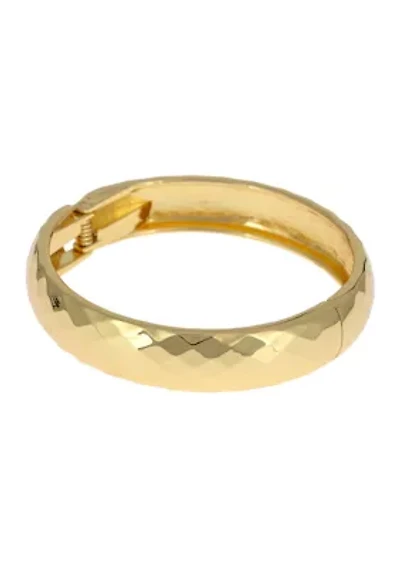 Hinge Gold Tone Bangle Bracelet 