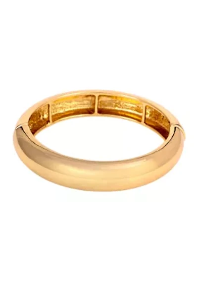 Smooth Gold Tone Stretch Bangle Bracelet