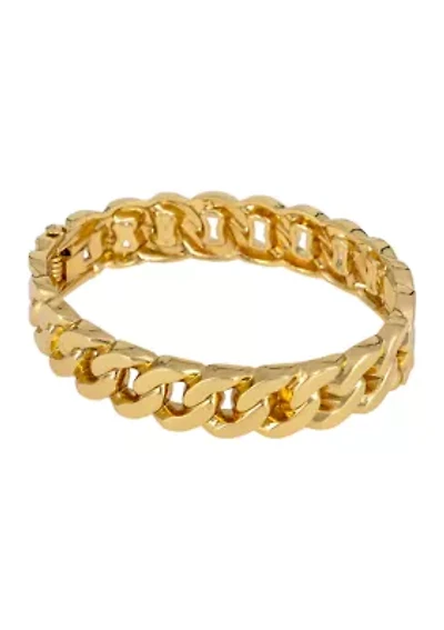 Gold Tone Chain link Bangle Bracelet 