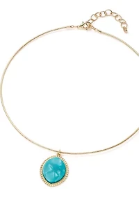 Women's Gold Tone Framed Oval Pendant Necklace