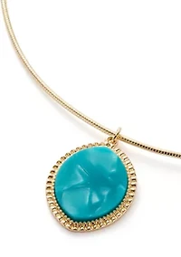 Women's Gold Tone Framed Oval Pendant Necklace