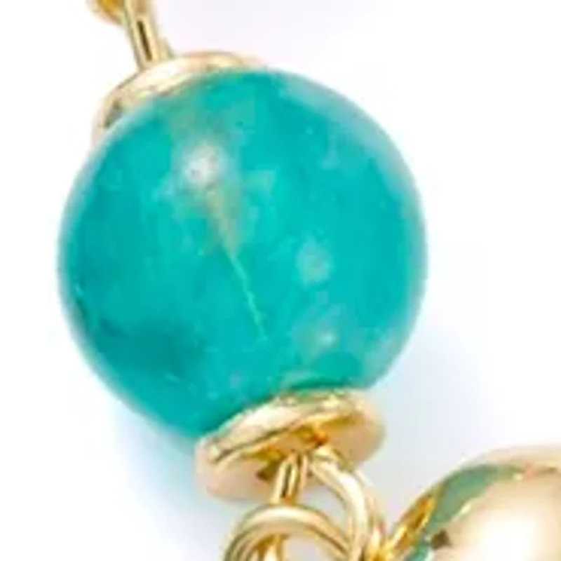 Women's Gold Tone Teal 2 Row Beaded Necklace