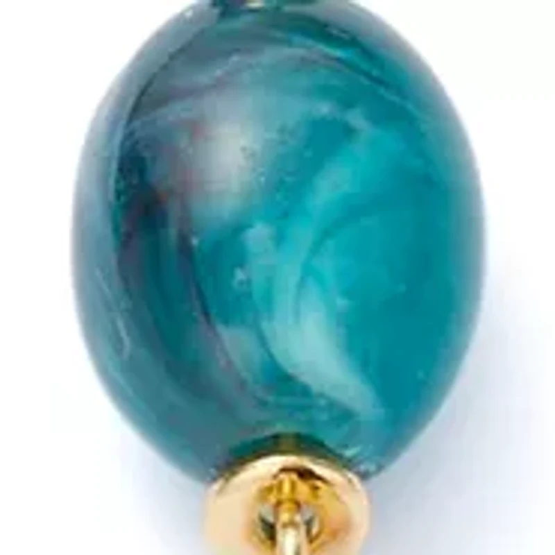 Women's Gold Tone Teal Long Bead Necklace