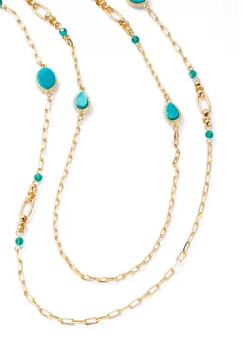 Gold Tone Framed Stones Necklace