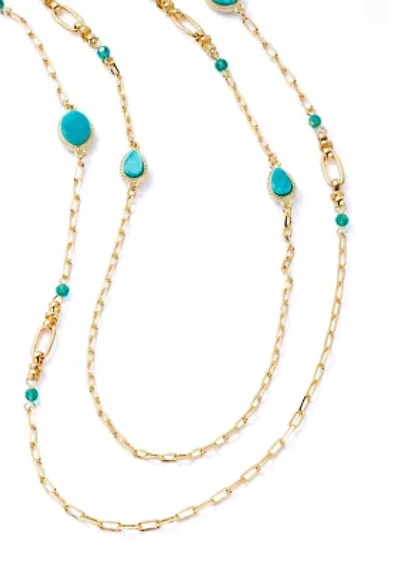 Gold Tone Framed Stones Necklace