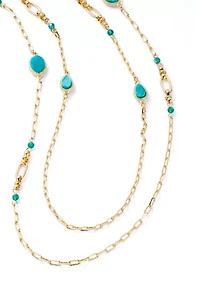 Gold Tone Framed Stones Necklace