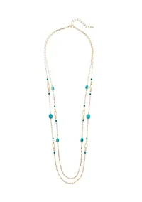 Gold Tone Framed Stones Necklace