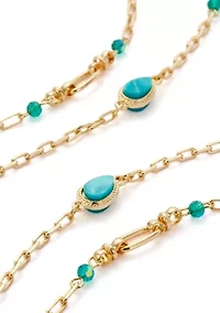 Gold Tone Framed Stones Necklace