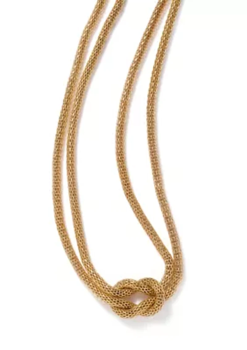Knot Mesh Gold Tone Necklace