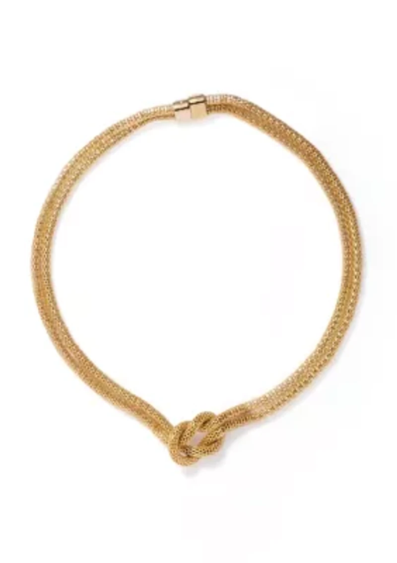 Knot Mesh Gold Tone Necklace
