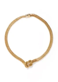 Knot Mesh Gold Tone Necklace