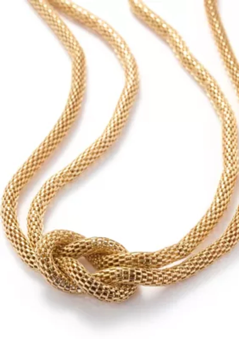 Knot Mesh Gold Tone Necklace