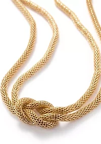 Knot Mesh Gold Tone Necklace