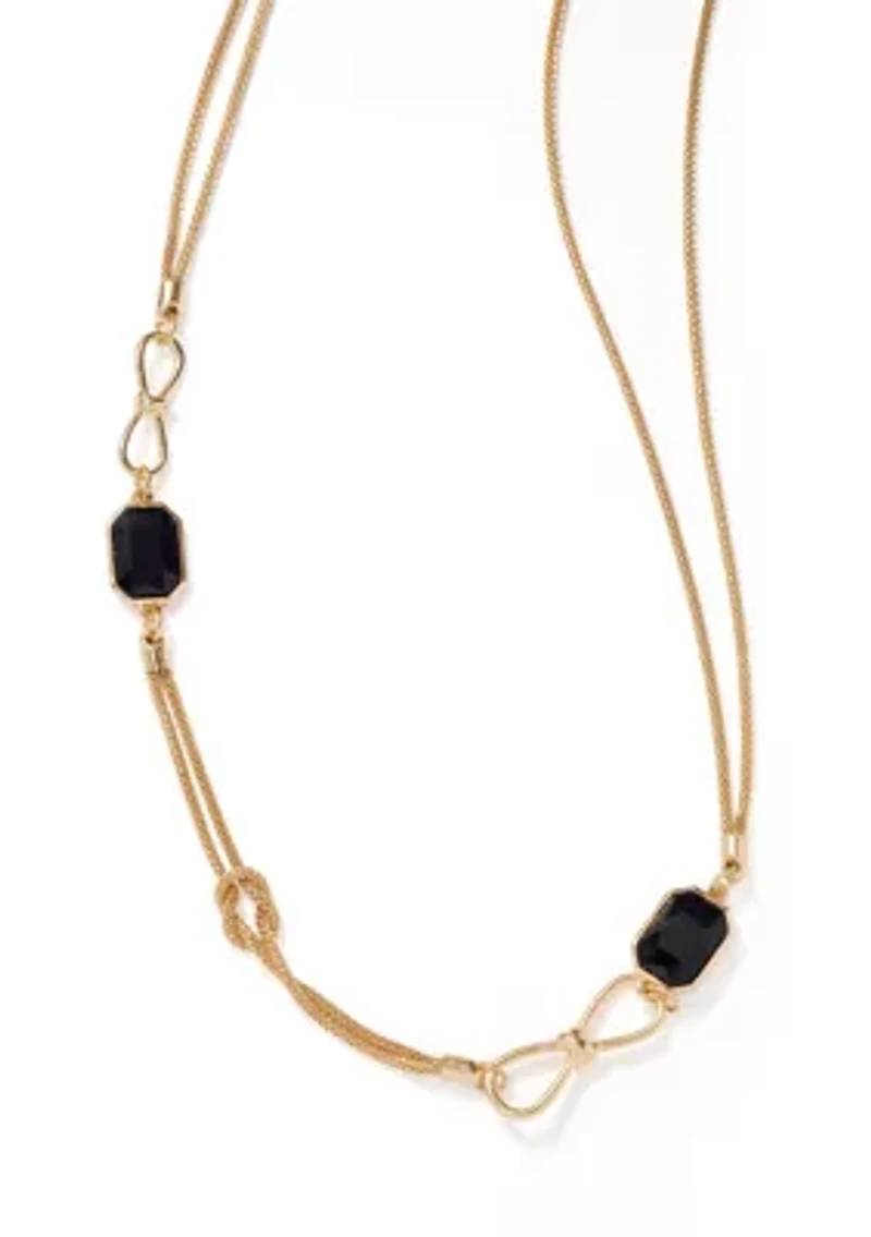 Mesh Chain with Red Stone Link Necklace