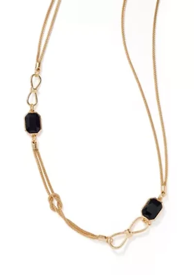 Mesh Chain with Red Stone Link Necklace