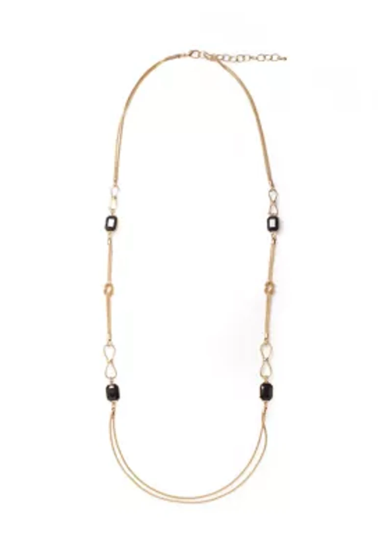 Mesh Chain with Red Stone Link Necklace