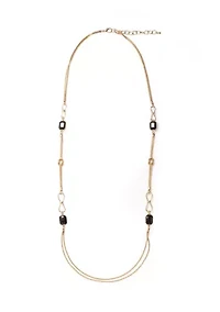 Mesh Chain with Red Stone Link Necklace