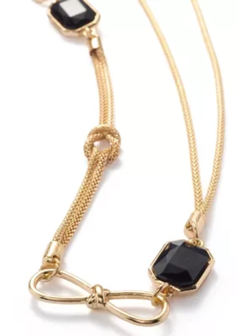 Mesh Chain with Red Stone Link Necklace