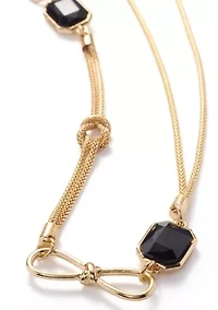 Mesh Chain with Red Stone Link Necklace