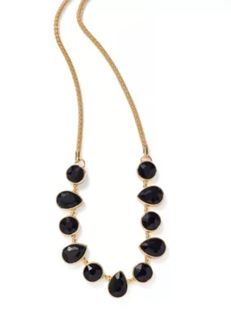 Jet Gold Tone Frontal Necklace