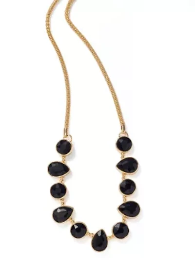 Jet Gold Tone Frontal Necklace