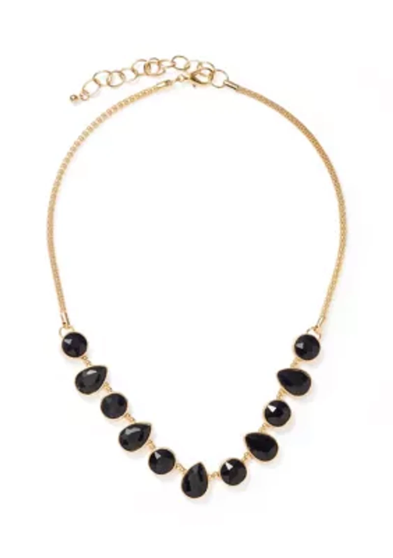 Jet Gold Tone Frontal Necklace