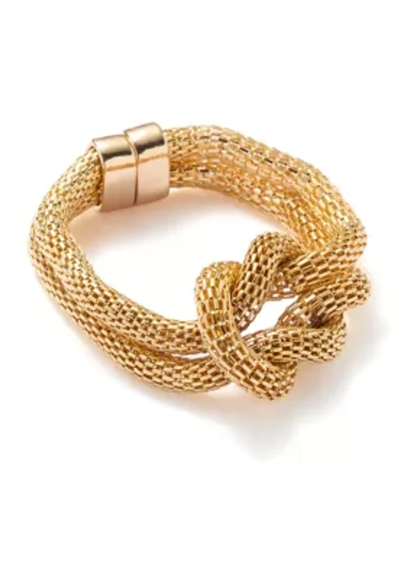 Mesh Knot Gold Tone Bracelet