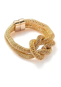 Mesh Knot Gold Tone Bracelet