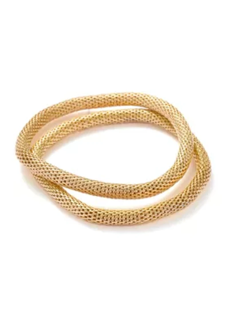 Mesh Gold Tone Stretch Bracelet Set