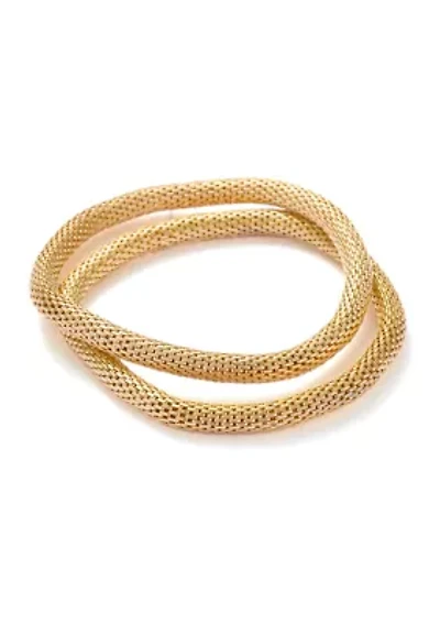 Mesh Gold Tone Stretch Bracelet Set