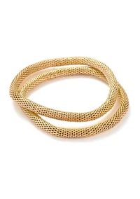 Mesh Gold Tone Stretch Bracelet Set