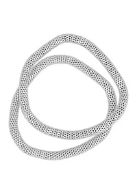 Silver-Tone Mesh Stretch Bracelet Set