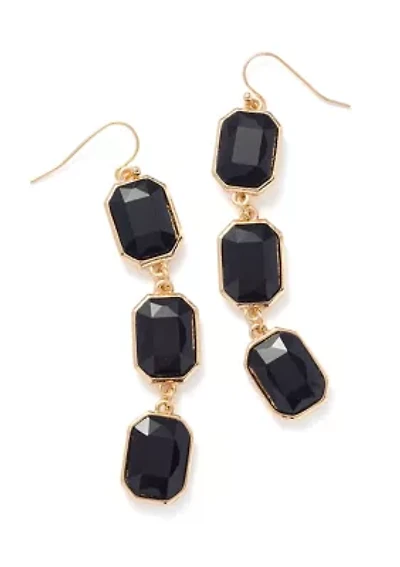 Triple Drop Jet Linear Earrings