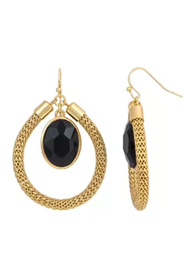 Mesh Orbital Stone Gold Tone Earrings
