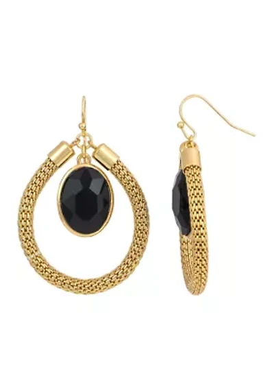 Mesh Orbital Stone Gold Tone Earrings