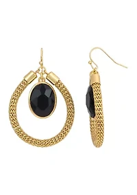 Mesh Orbital Stone Gold Tone Earrings